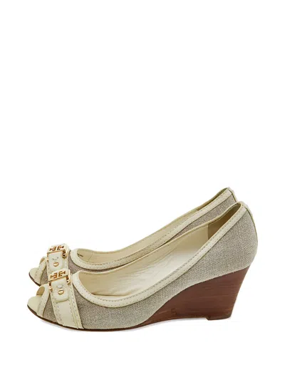 Pre-owned Tory Burch 2023  65mm Wedged Buckled Peep-toe Pumps