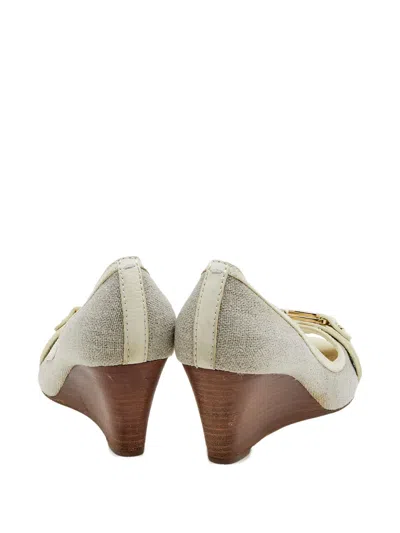 Pre-owned Tory Burch 2023  65mm Wedged Buckled Peep-toe Pumps