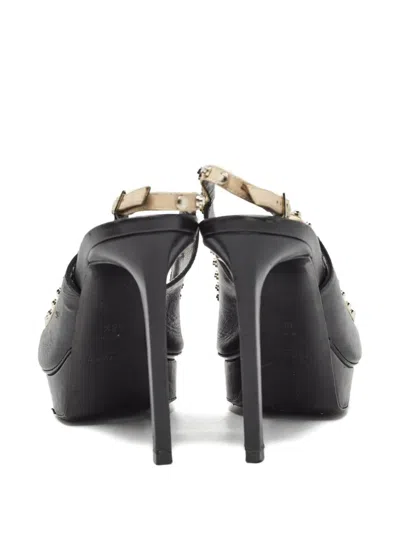 Pre-owned Saint Laurent Platform Studded Slingback Pumps