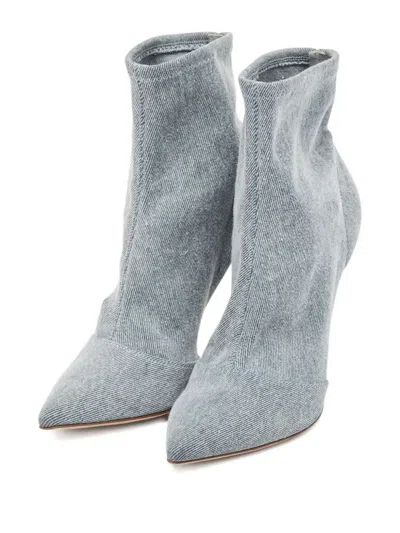 Pre-owned Gianvito Rossi  100mm Denim Point-toe Boots
