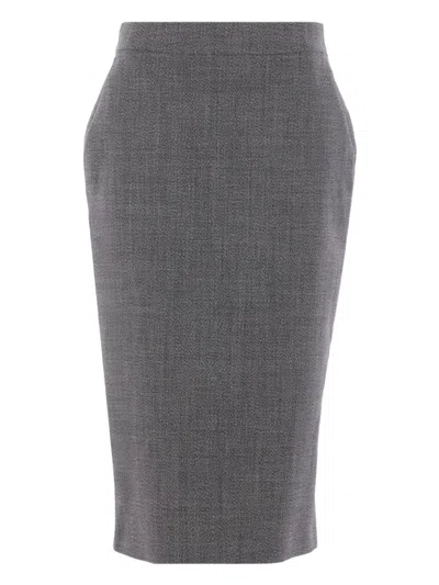 Alexander Mcqueen Button-front Wool Skirt In Gray