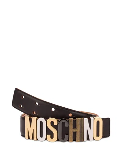Moschino Logo-lettering Belt In Brown