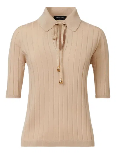 Fabiana Filippi Ribbed-knit Polo Neck Top In Brown