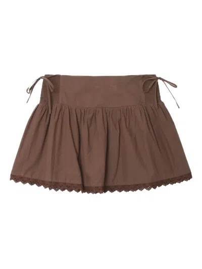 Xirena Paloma Lace-trimmed Smocked Skirt In Brown