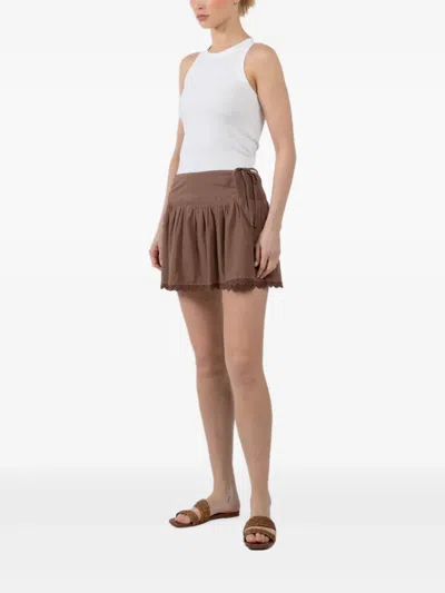 Xirena Paloma Lace-trimmed Smocked Skirt In Brown