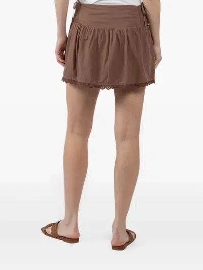 Xirena Paloma Lace-trimmed Smocked Skirt In Brown