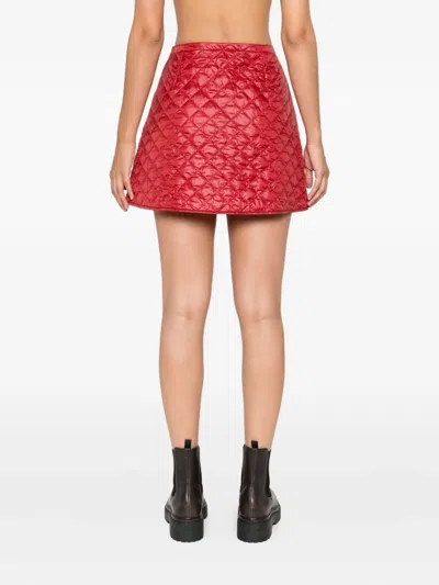 Moncler Diamond-quilted Mini A-line Skirt In Red