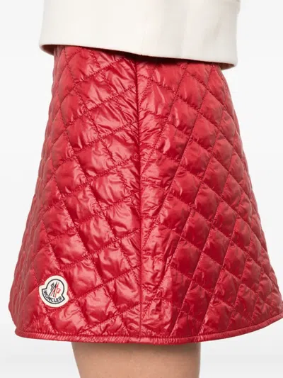Moncler Diamond-quilted Mini A-line Skirt In Red