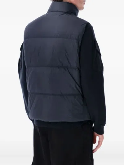 Stone Island Crynkle Reps Nylon Down Vest In Blue
