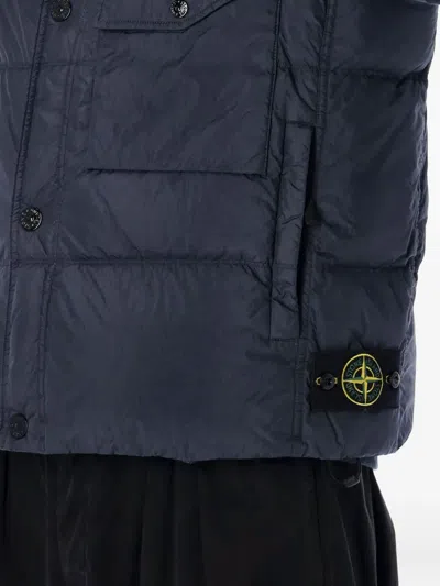 Stone Island Crynkle Reps Nylon Down Vest In Blue