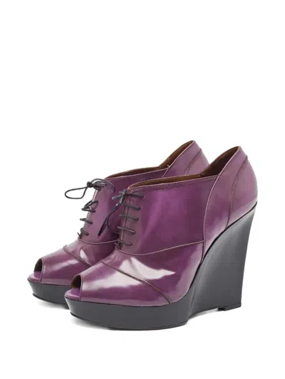 Pre-owned Marni 120mm Peep-toe Wedge Boots
