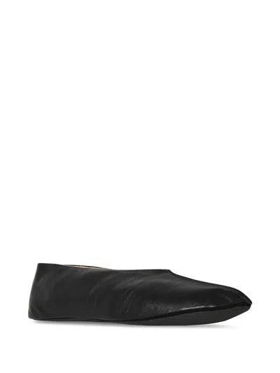 The Row Black Nappa Leather Strella Ballerinas