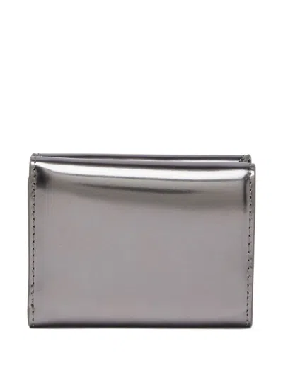 Diesel Mirrored Leather Tri-fold Wallet In Silver