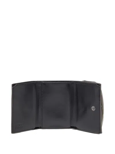 Diesel Mirrored Leather Tri-fold Wallet In Silver