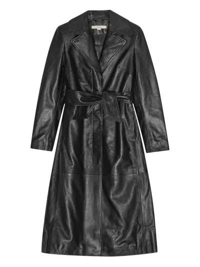 Remain Birger Christensen Belted Leather Coat In Black