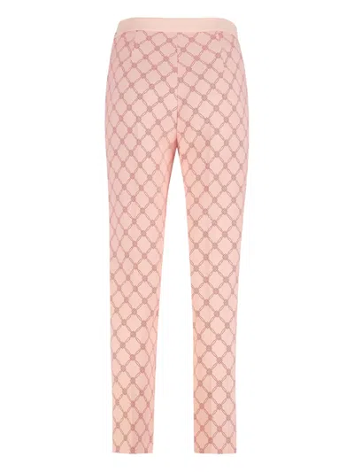 Elisabetta Franchi Geometric Pattern Slim Fit Trousers In Pink