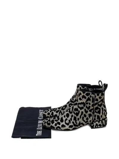 Pre-owned Dolce & Gabbana Leopard-print Velvet Boots