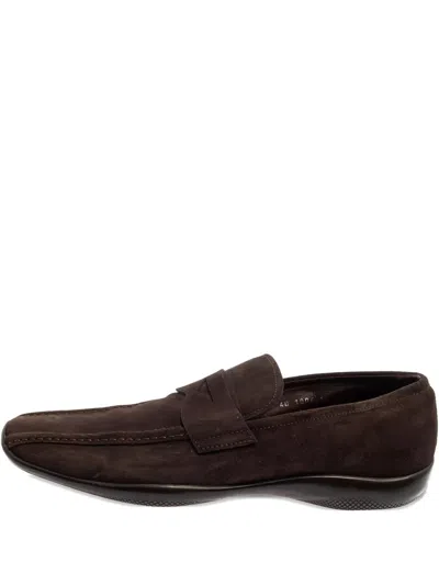 Pre-owned Prada 2023 Suede Loafers In Brown