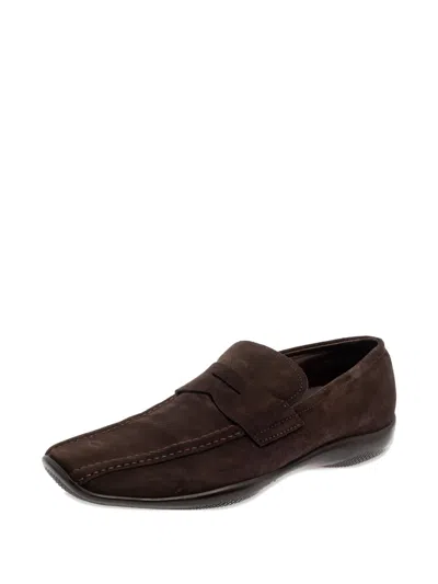 Pre-owned Prada 2023 Suede Loafers In Brown