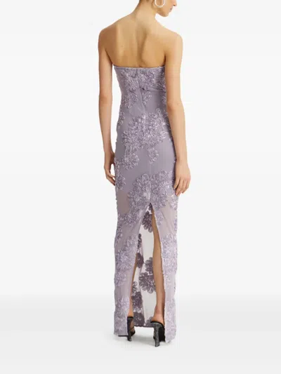 Rotate Birger Christensen Floral-mesh Maxi Dress In Purple
