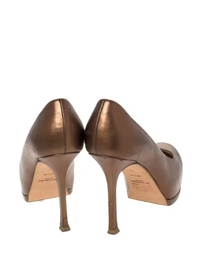 Pre-owned Saint Laurent Tribute Leather Heeled Pumps In Brown
