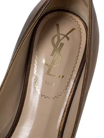Pre-owned Saint Laurent Tribute Leather Heeled Pumps In Brown