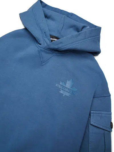 Dsquared2 Cotton Hoodie In Blue
