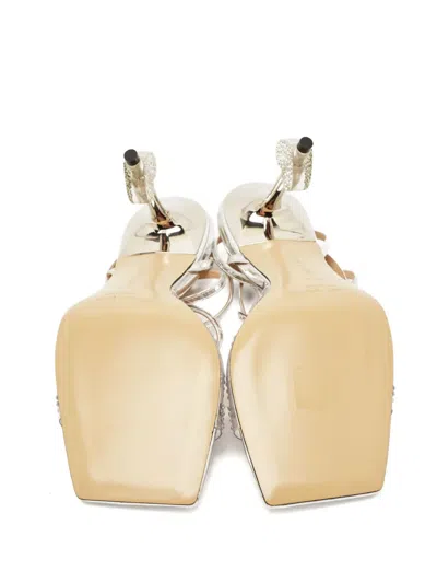 Pre-owned Mach&mach  Heart Heel-crystal Sandals In Silver