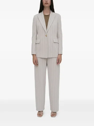 Rosetta Getty Pinstripe Peak Lapel Jacket In Gray