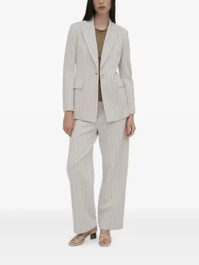 Rosetta Getty Pinstripe Peak Lapel Jacket In Gray