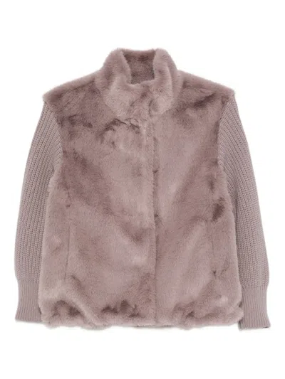 Herno Resort Jacket In Faux Mink Fur In Brown