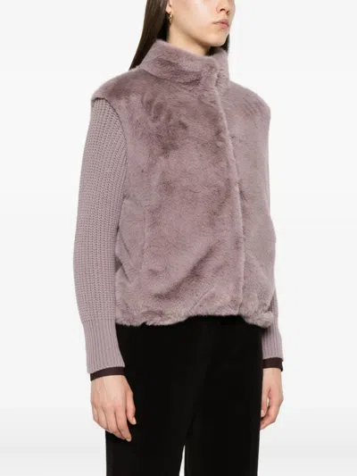 Herno Resort Jacket In Faux Mink Fur In Brown