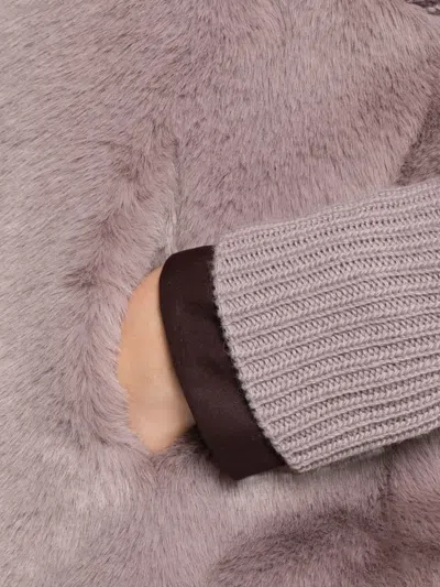 Herno Resort Jacket In Faux Mink Fur In Brown