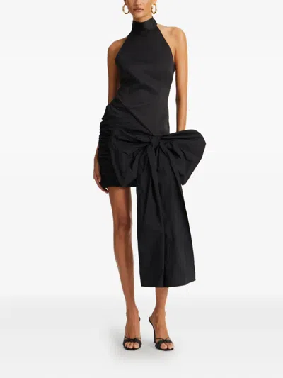 Rotate Birger Christensen Rotate Dress With Bow In Black Polyester In Black