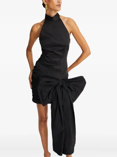 Rotate Birger Christensen Rotate Dress With Bow In Black Polyester In Black