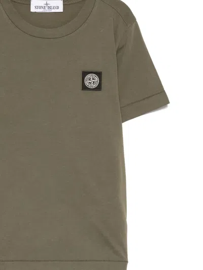 Stone Island Compass-patch Cotton T-shirt In Brown