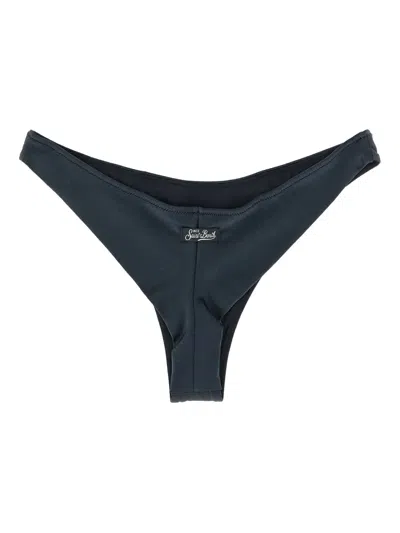 Mc2 Saint Barth Naomi Cheeky Logo-patch Bikini Bottoms In Black