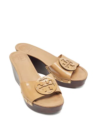 Pre-owned Tory Burch  Patent Leather Wedge Sandals