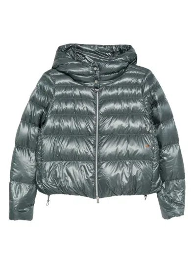 Herno Hooded Quilted Jacket In Blue