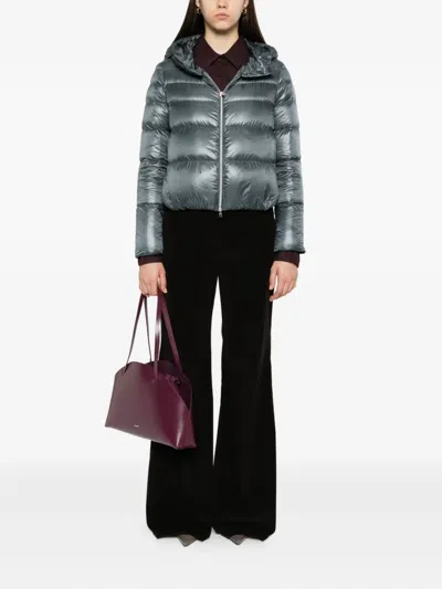 Herno Hooded Quilted Jacket In Blue