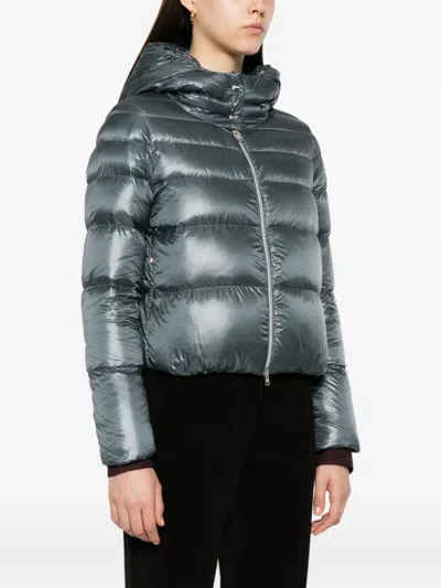 Herno Hooded Quilted Jacket In Blue