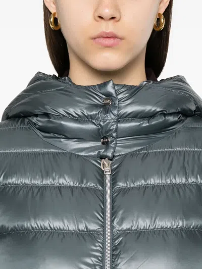 Herno Hooded Quilted Jacket In Blue