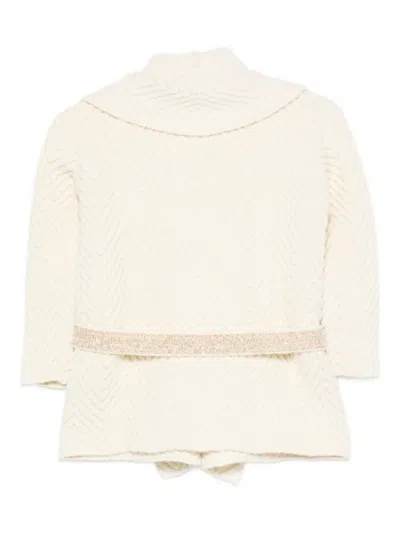 Missoni Herringbone-pattern Belted Jacket In White