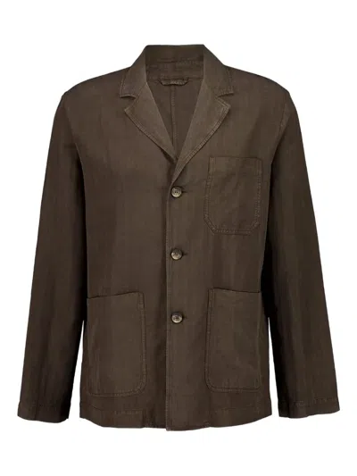 Frescobol Carioca Three-button Linen Blazer In Brown