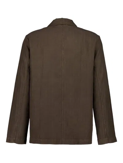 Frescobol Carioca Three-button Linen Blazer In Brown