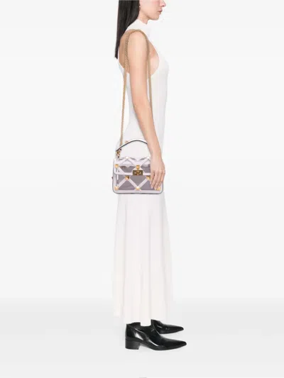 Pre-owned Valentino Garavani 2018-2025 Medium Pvc Roman Stud Satchel In White