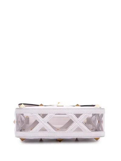 Pre-owned Valentino Garavani 2018-2025 Medium Pvc Roman Stud Satchel In White