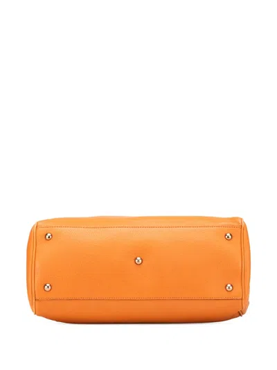 Pre-owned Gucci 2016-2025 Medium Calfskin Bamboo Shopper Satchel In Orange