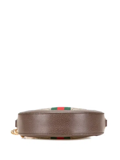 Pre-owned Gucci 2016-2025 Mini Gg Supreme Round Ophidia Crossbody Bag In Brown