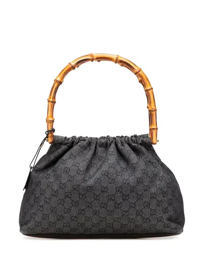 Pre-owned Gucci 2000-2015 Gg Denim Bamboo Handbag